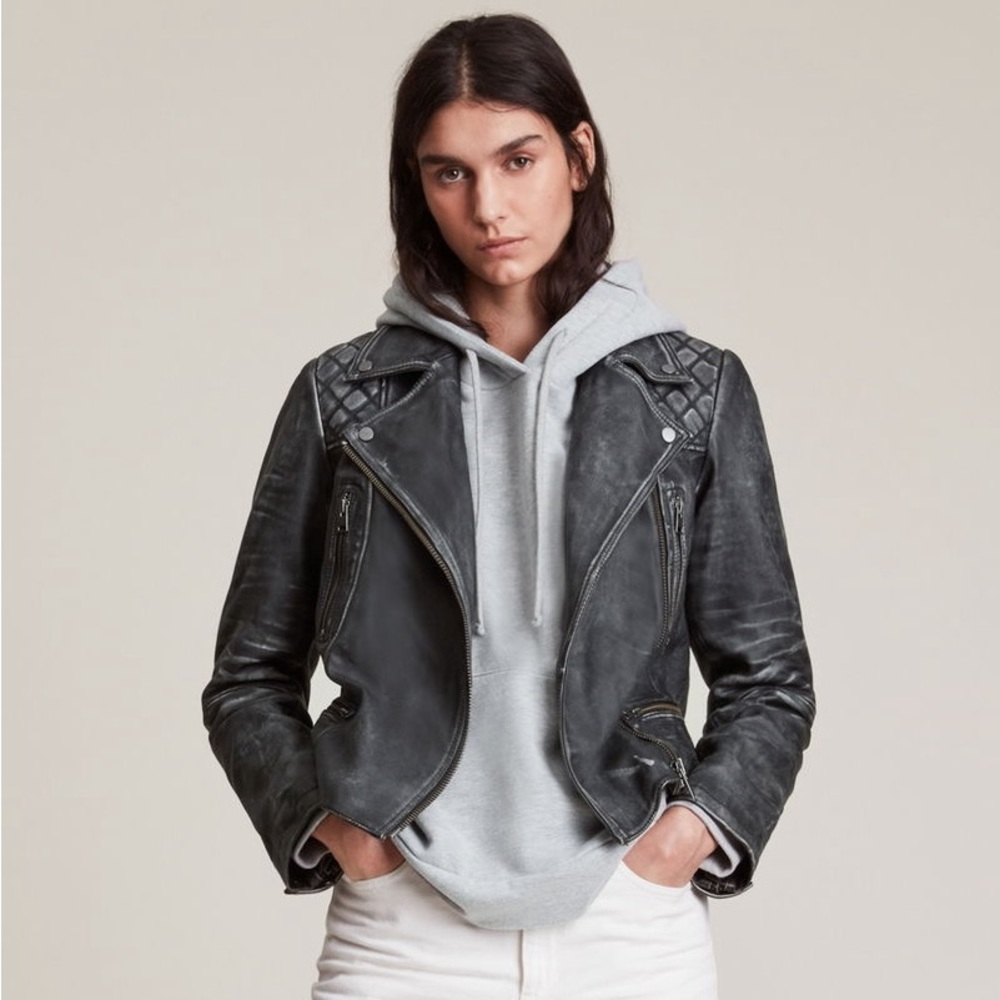 All saints Cargo Distressed Leather Biker Jacket